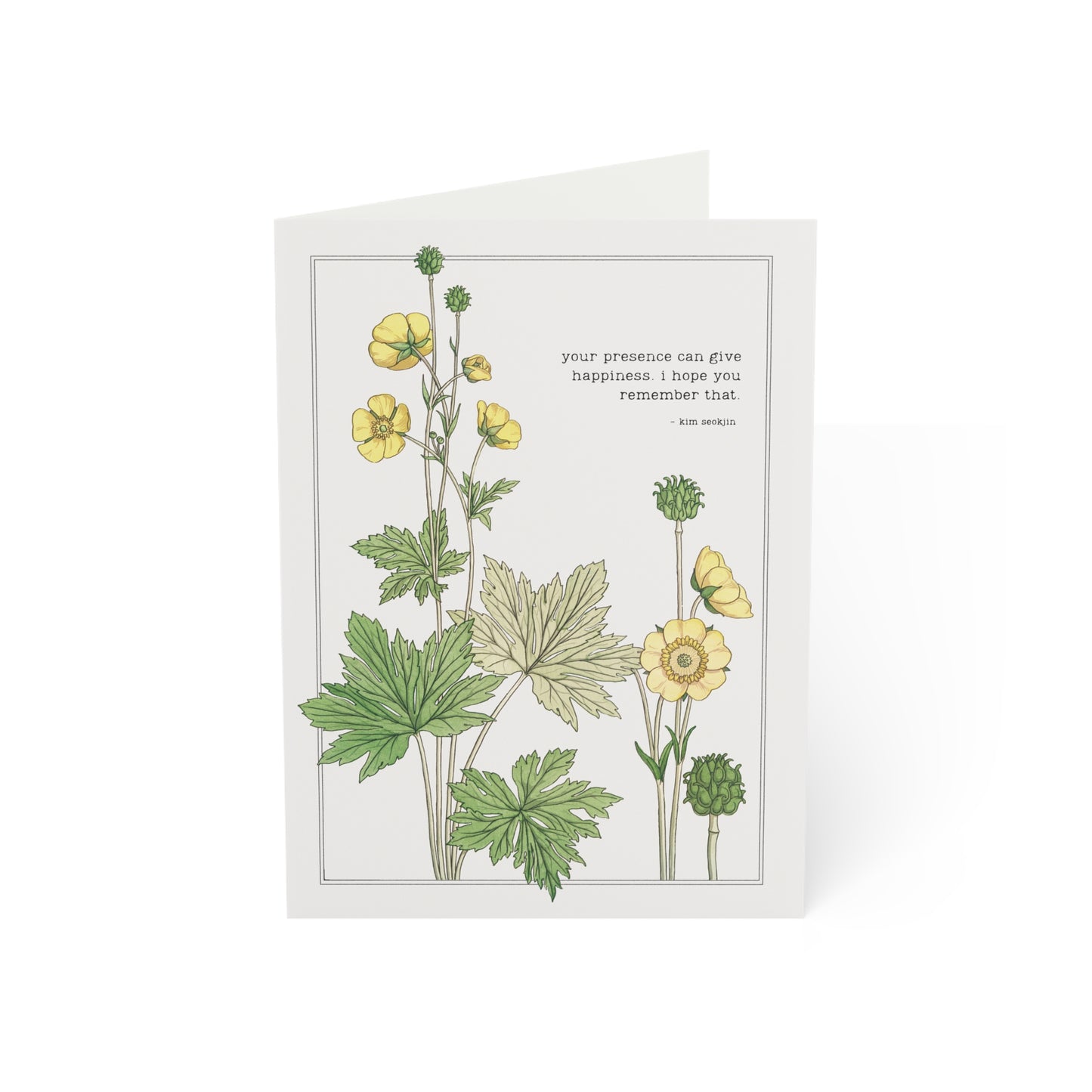 Fanmade BTS Greeting Card - Jin Appreciation Quote - Vintage Floral Artwork