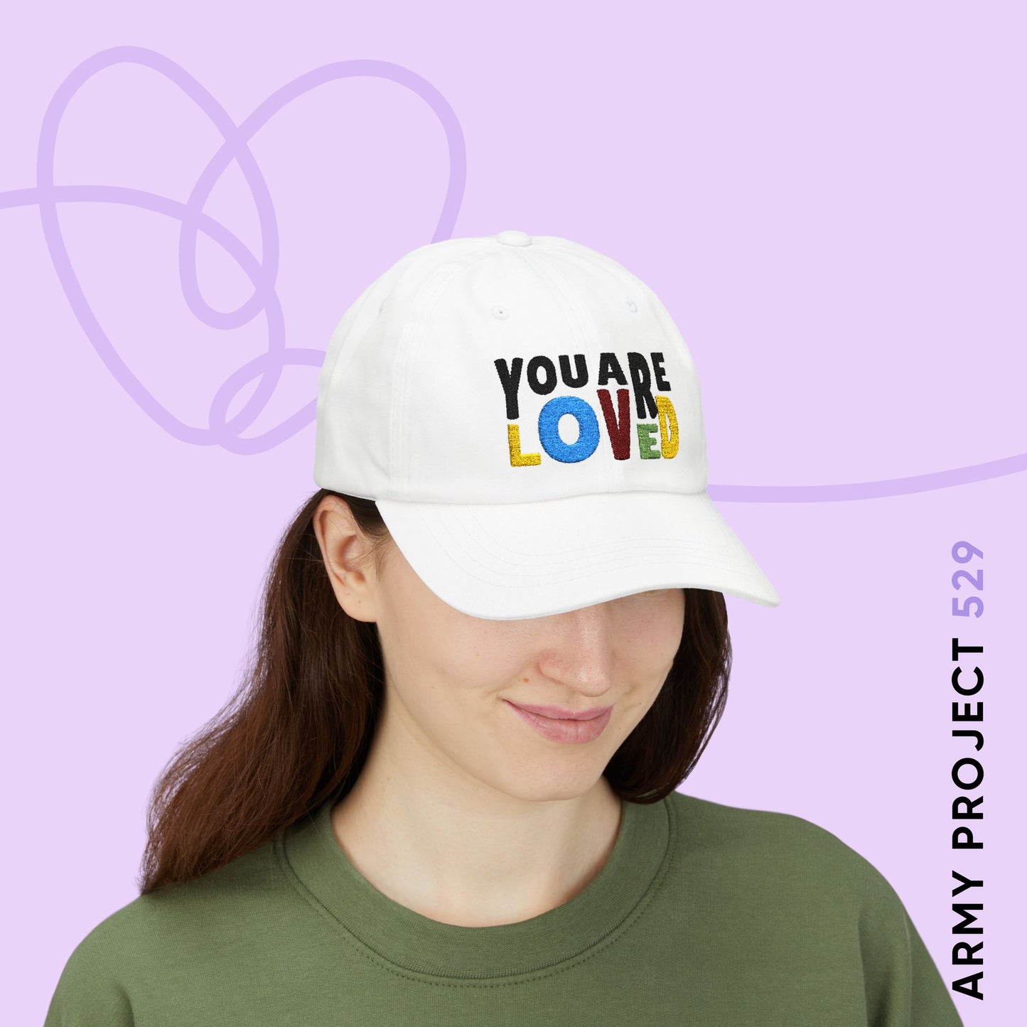 You Are Loved Embroidered Baseball Cap (White)