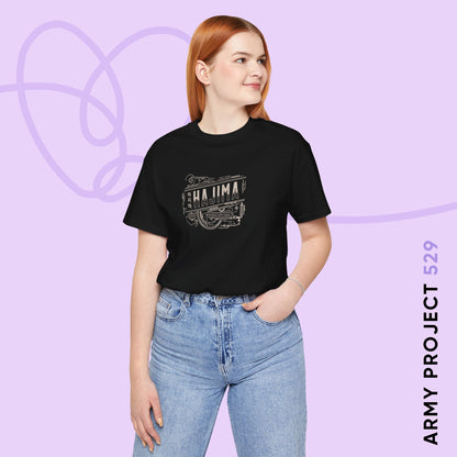 Yoongi Short Sleeve Shirt - Woodcarving Hajima (Steel) - Fanmade BTS Merch - Unisex Jersey T-Shirt