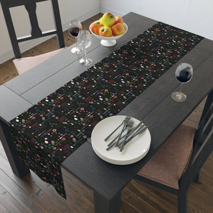 Norigae Night Garden Table Runner - Elegant K-Pop Home Decor - Cotton Twill or Polyester