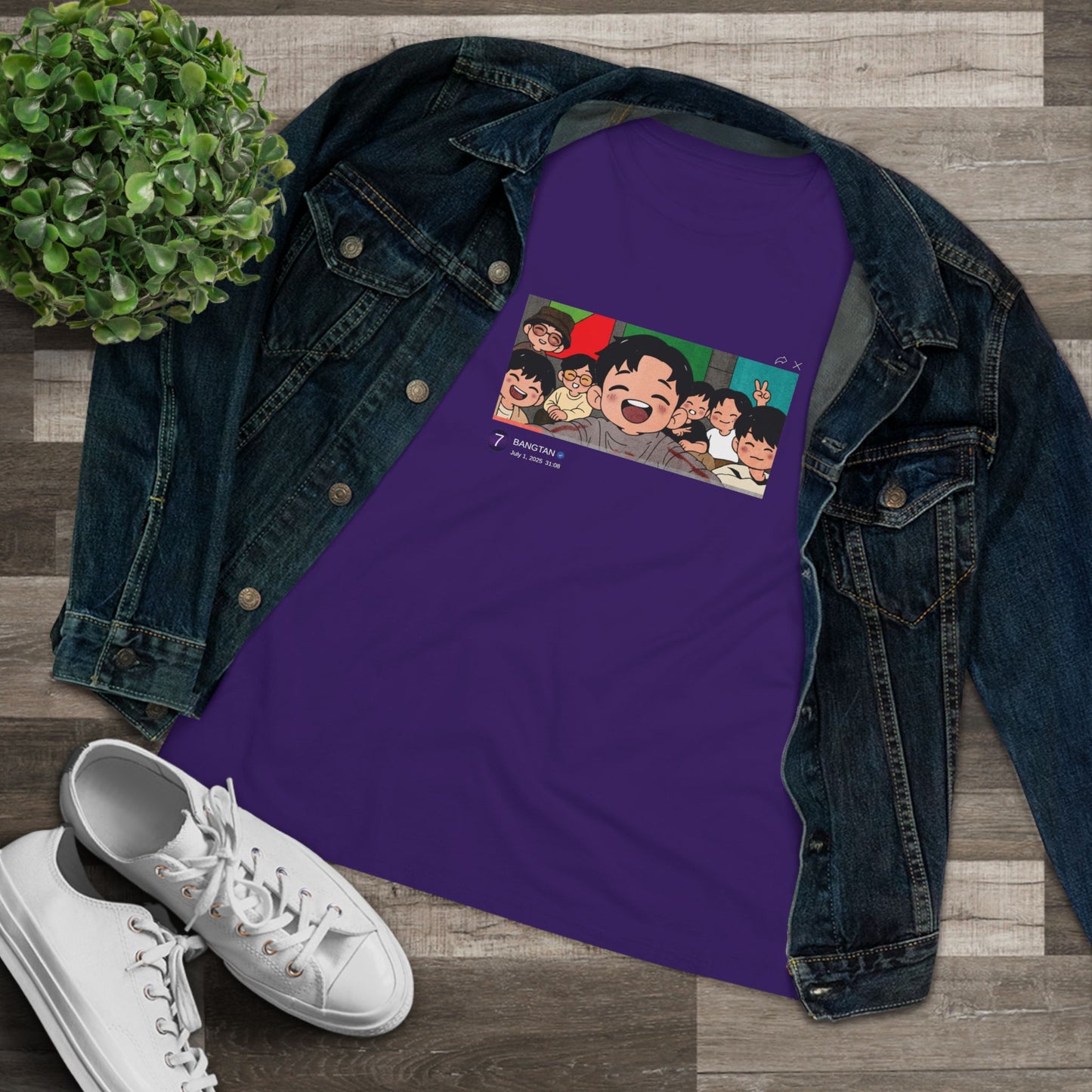 OT7 Reunion Women's Tee - Fanmade BTS Merch - Original Chibi Artwork - Soft Jersey T-Shirt