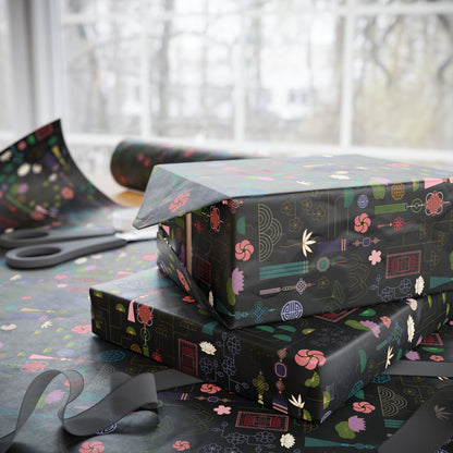 Norigae Night Garden Wrapping Paper - Elegant K-Pop Gift Wrap