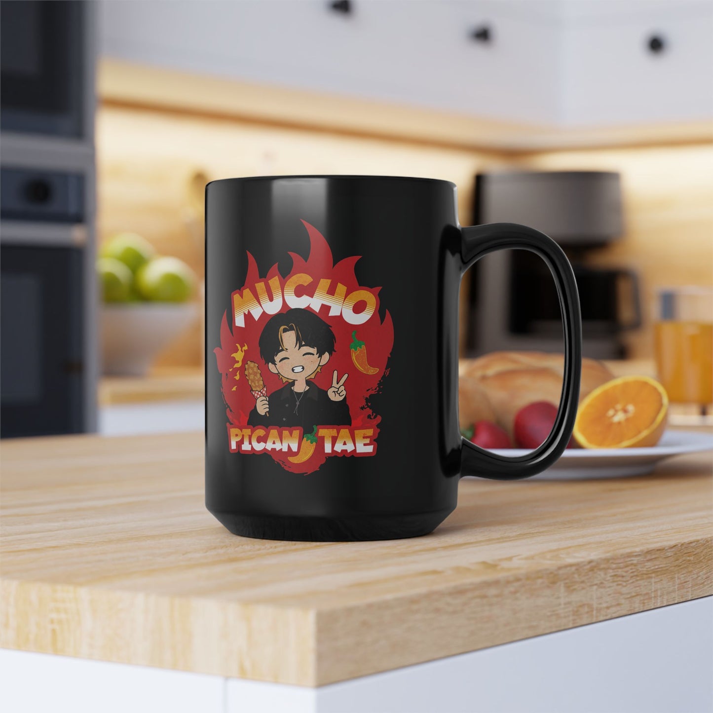 Taehyung Coffee Mug - Mucho PicanTae - Black 15 oz Ceramic