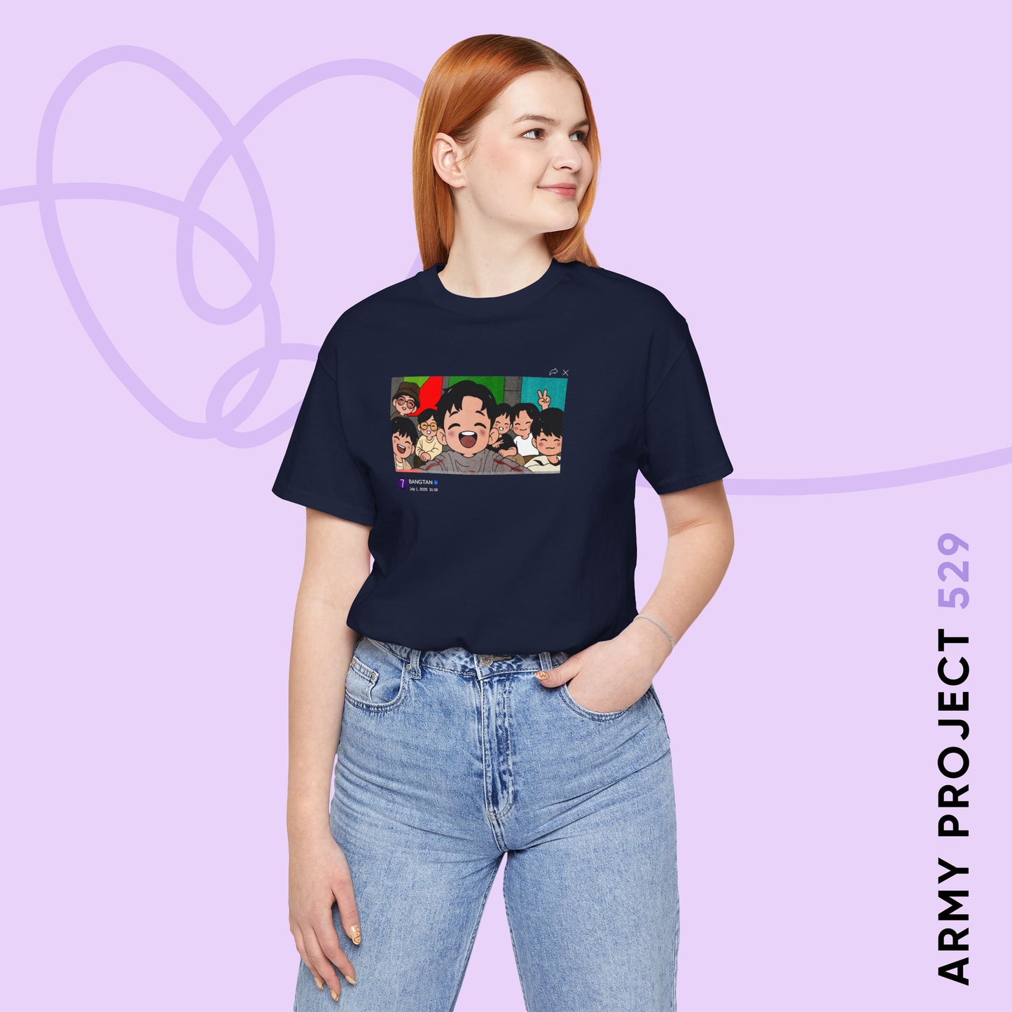 OT7 Reunion Short Sleeve Shirt - Fanmade BTS Merch - Original Chibi Artwork - Unisex Jersey T-Shirt
