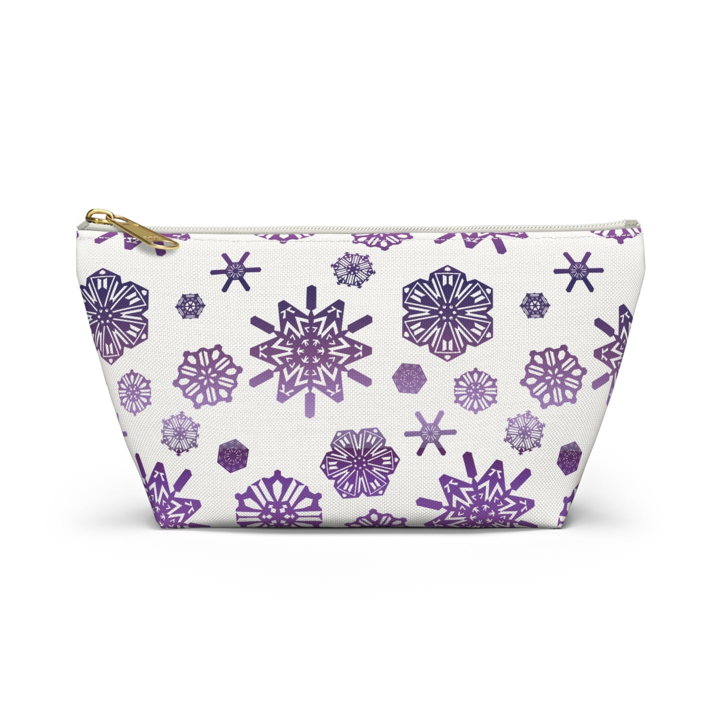 OT7 Cosmetics Bag - Secret Snowflakes (White) - Fanmade BTS Toiletry Bag - Flat Bottom Zipper Pouch