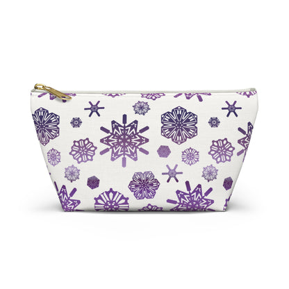 OT7 Cosmetics Bag - Secret Snowflakes (White) - Fanmade BTS Toiletry Bag - Flat Bottom Zipper Pouch