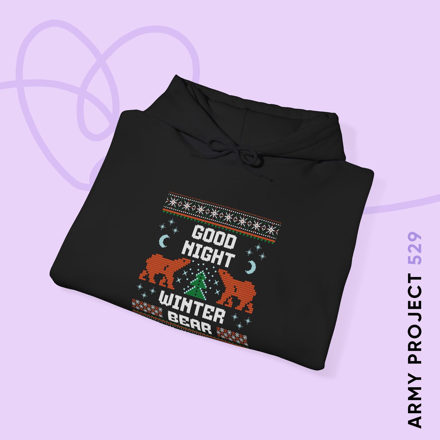 Taehyung Hoodie - Good Night Winter Bear - Fanmade BTS Merch - Cozy Unisex Sweatshirt
