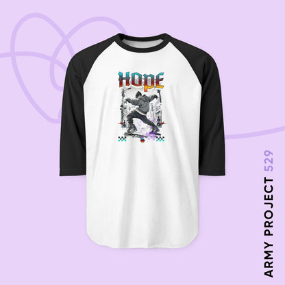 Hobi Baseball Tee - Fanmade BTS Retro Series - 90s Hip-Hop Aesthetic - 3/4 Sleeve Unisex T-Shirt