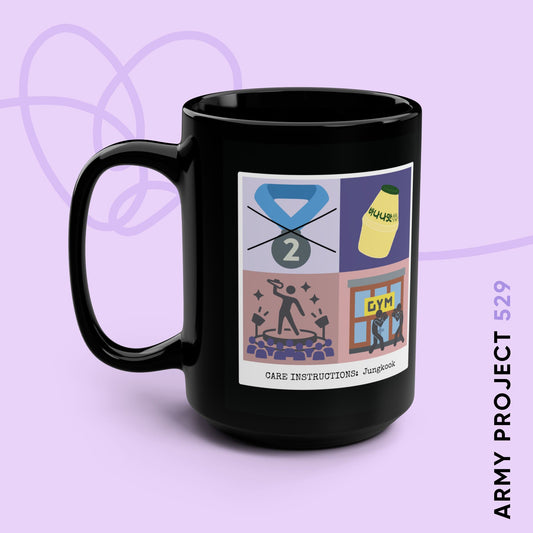Jung Kook Coffee Mug - Funny Fanmade BTS Merch - Care Instructions - 15 oz Ceramic