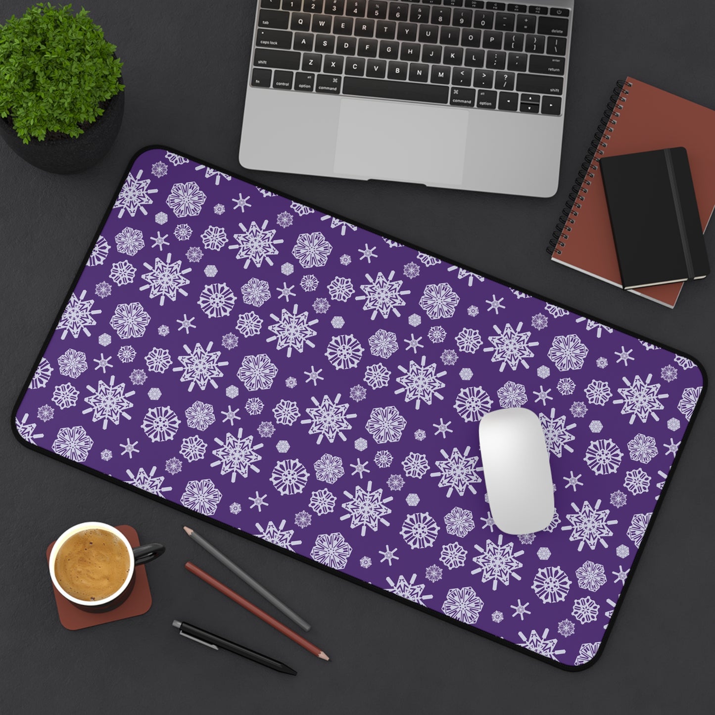 OT7 Desk Mat - Secret Snowflakes (Purple) - Fanmade BTS Desk Accessories