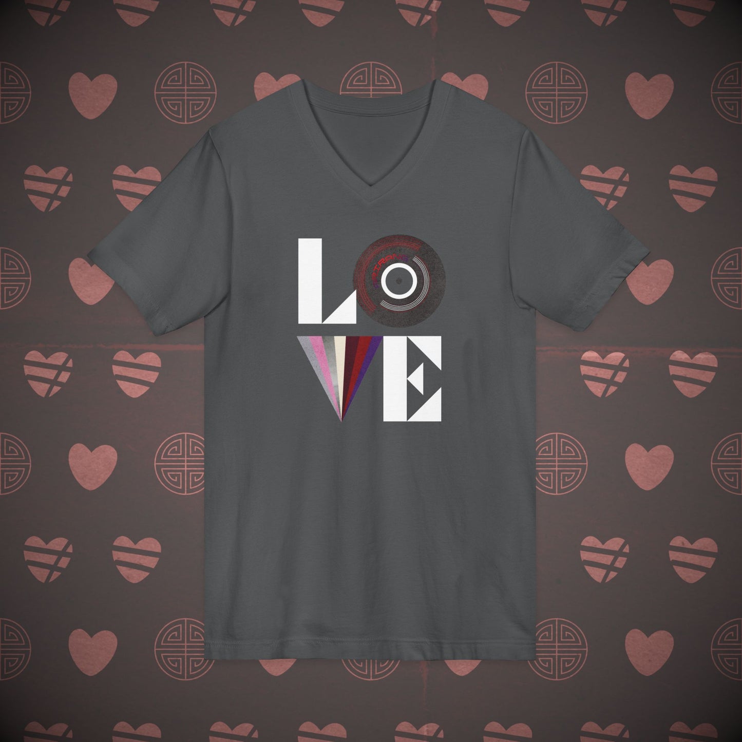 OT7 V-Neck Shirt - Love Record - Unisex Jersey T-Shirt