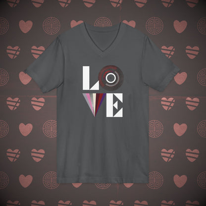 OT7 V-Neck Shirt - Love Record - Unisex Jersey T-Shirt