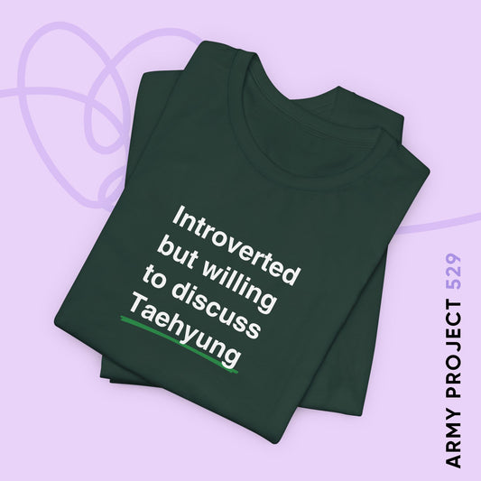 Introverted But Willing to Discuss Taehyung Unisex Jersey Short Sleeve Tee