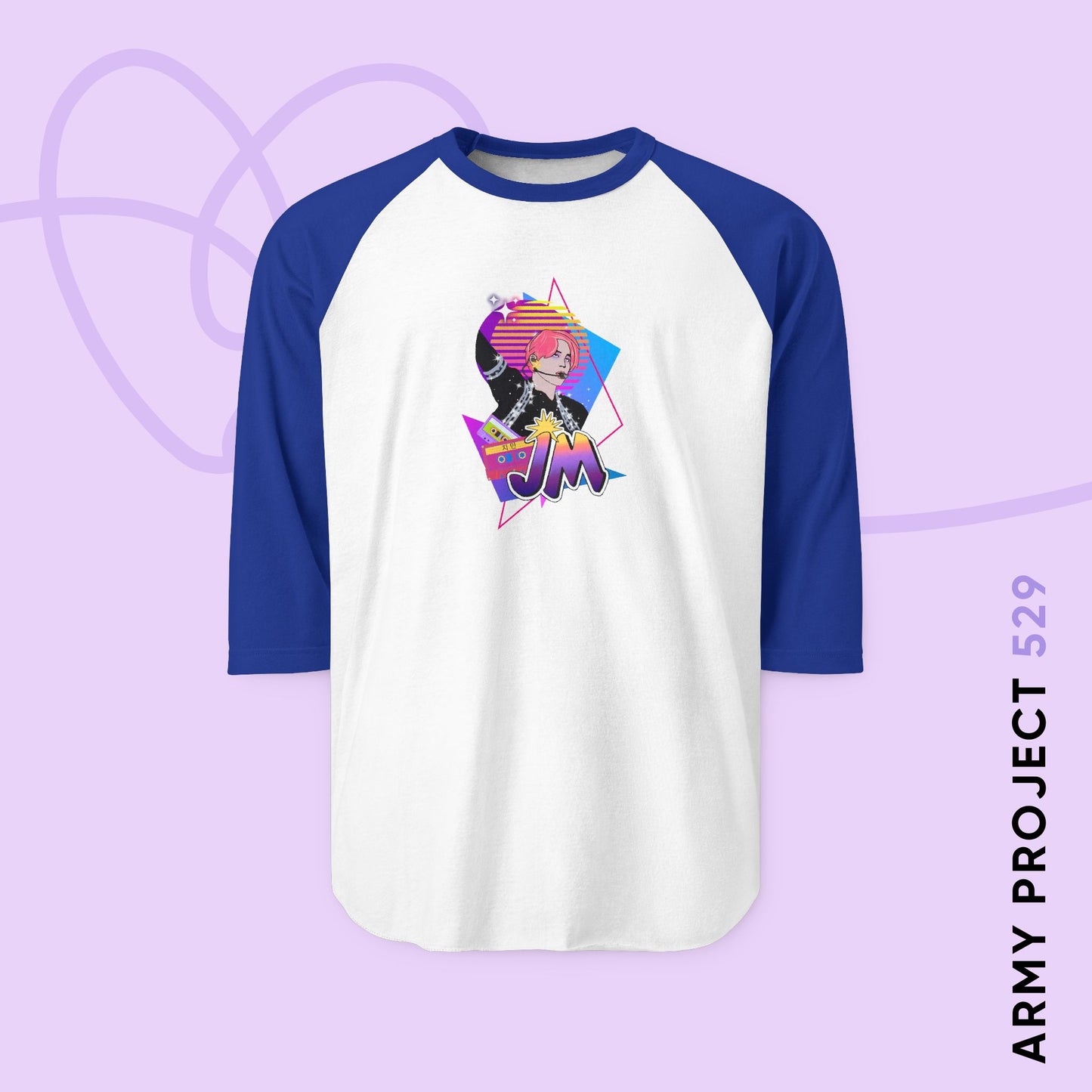 Jimin Baseball Tee - Fanmade BTS Retro Series - 80s Pop Aesthetic - 3/4 Sleeve Unisex T-Shirt