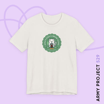 Yoongi Short Sleeve Shirt - Cute Fanmade BTS Merch - SUGA's Iced A-meow-icano - Soft Unisex T-Shirt