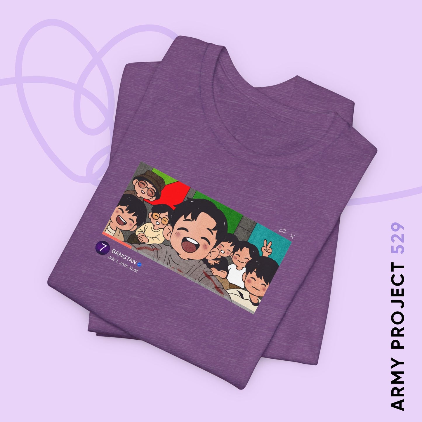 OT7 Reunion Short Sleeve Shirt - Fanmade BTS Merch - Original Chibi Artwork - Unisex Jersey T-Shirt