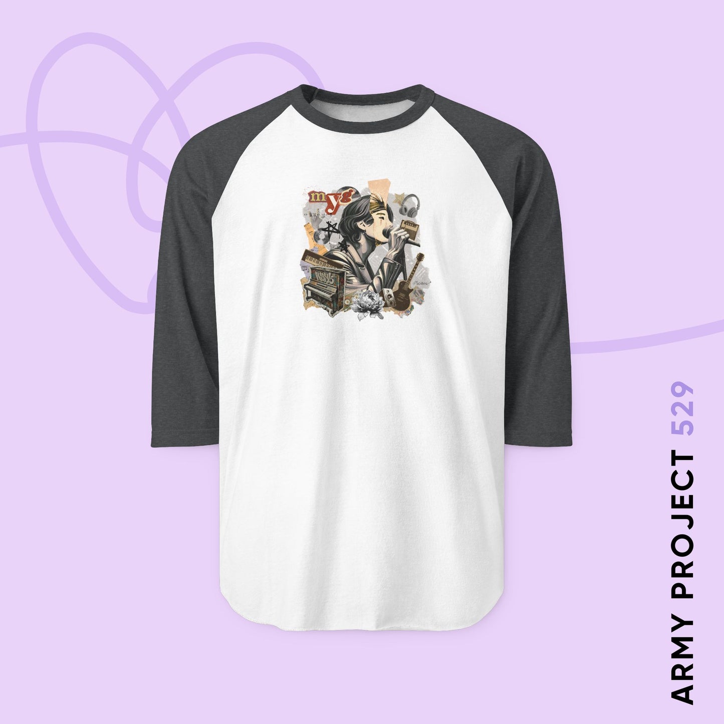 Yoongi 2010s Retro Series Unisex 3\4 Sleeve Baseball Tee