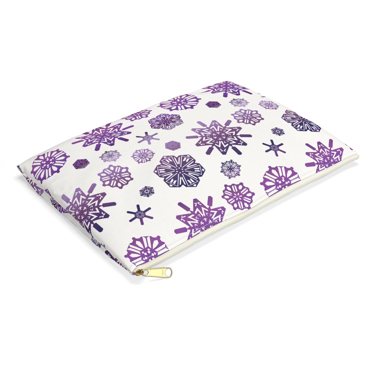 OT7 Cosmetics Bag - Secret Snowflakes (White) - Fanmade BTS Toiletry Bag - Slim Profile Zipper Pouch