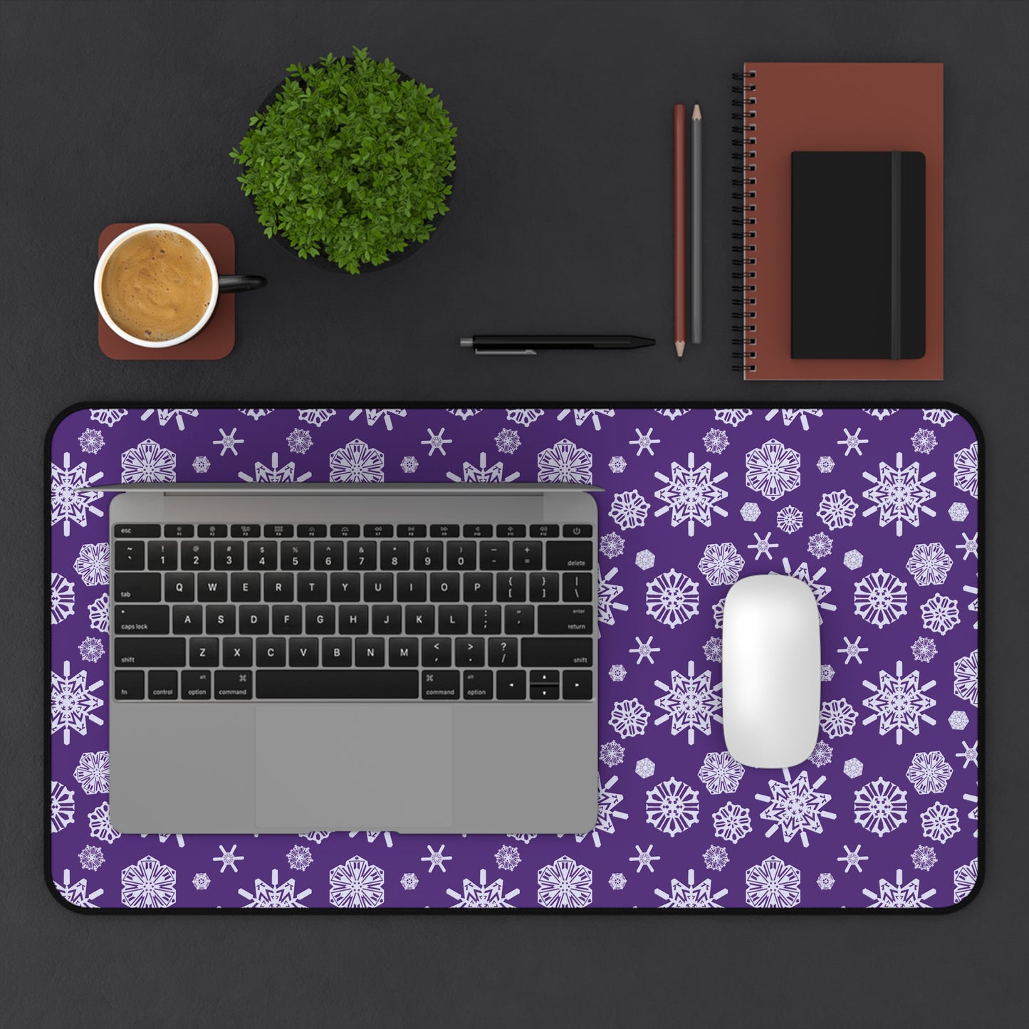 OT7 Desk Mat - Secret Snowflakes (Purple) - Fanmade BTS Desk Accessories