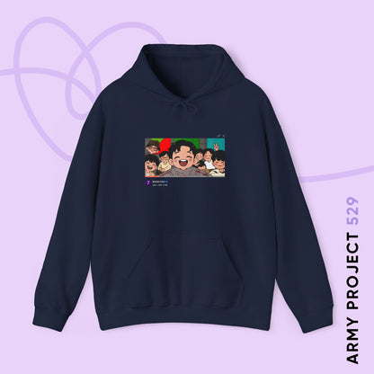 OT7 Reunion Hoodie - Fanmade BTS Merch - Original Chibi Artwork - Cozy Unisex Sweatshirt