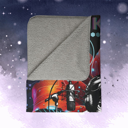 Jung Kook Throw Blanket - Retro Series - Y2K Gamer Aesthetic - Cozy Fleece Sherpa Blanket