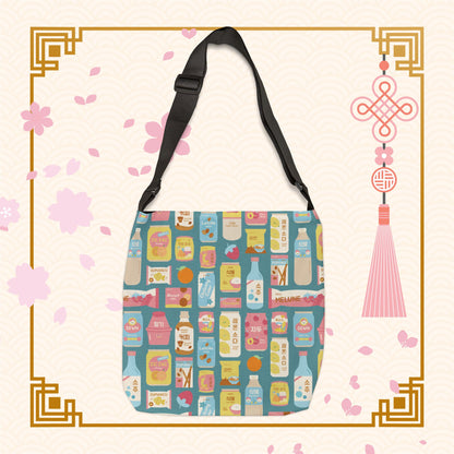 Sweet Pastel Korean Snacks Adjustable Tote Bag (AOP)