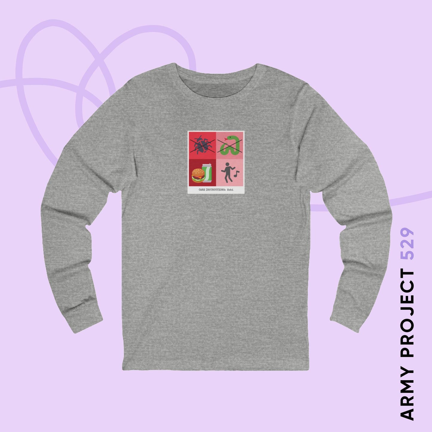 Hobi Long Sleeve Shirt - Funny Fanmade BTS Merch - Care Instructions - Soft Unisex T-Shirt