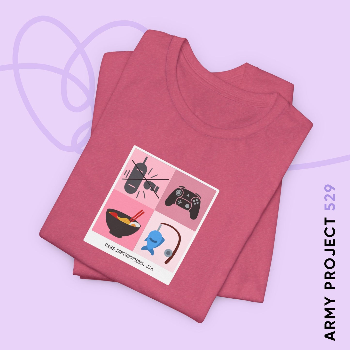 Jin Short Sleeve Shirt - Funny Fanmade BTS Merch - Care Instructions - Soft Unisex T-Shirt