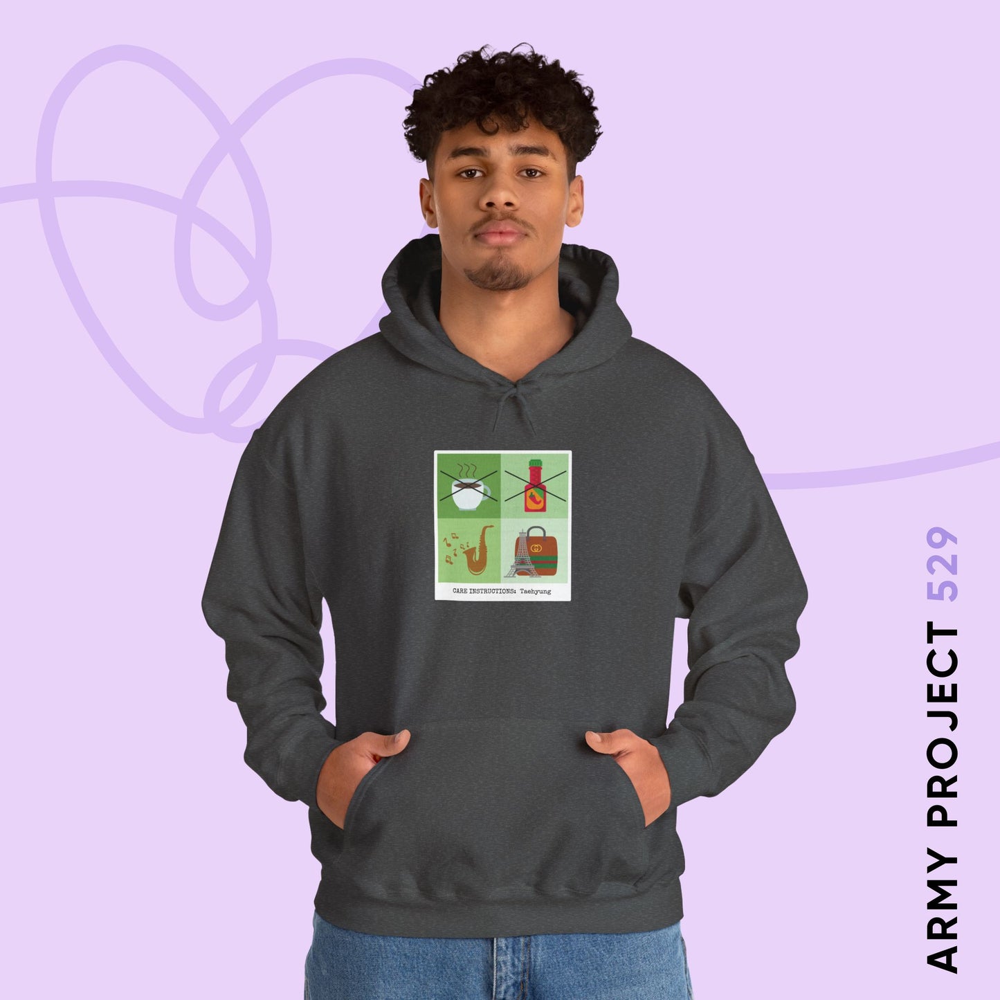 Taehyung Hoodie - Funny Fanmade BTS Merch - Care Instructions - Cozy Unisex Sweatshirt