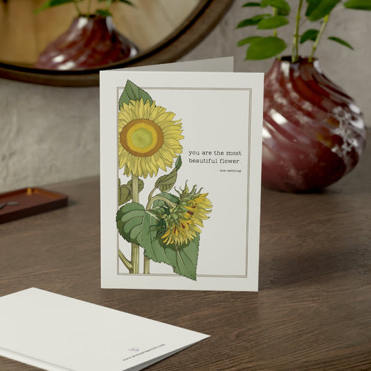 Fanmade BTS Greeting Card - Taehyung Appreciation Quote - Vintage Floral Artwork