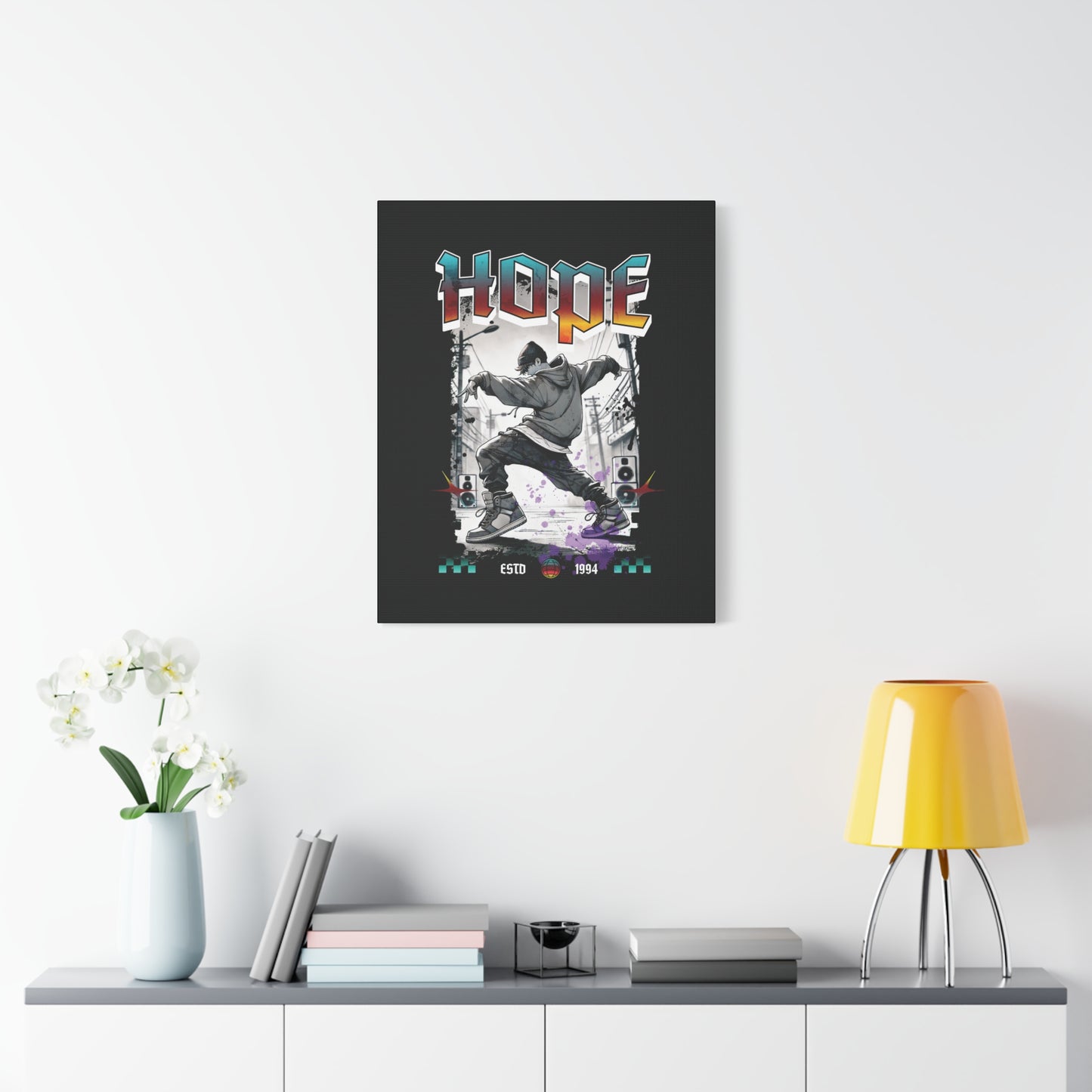 Hobi Canvas Wall Art - Fanmade BTS Retro Series - 90s Hip-Hop Aesthetic - Framed Wall Decor