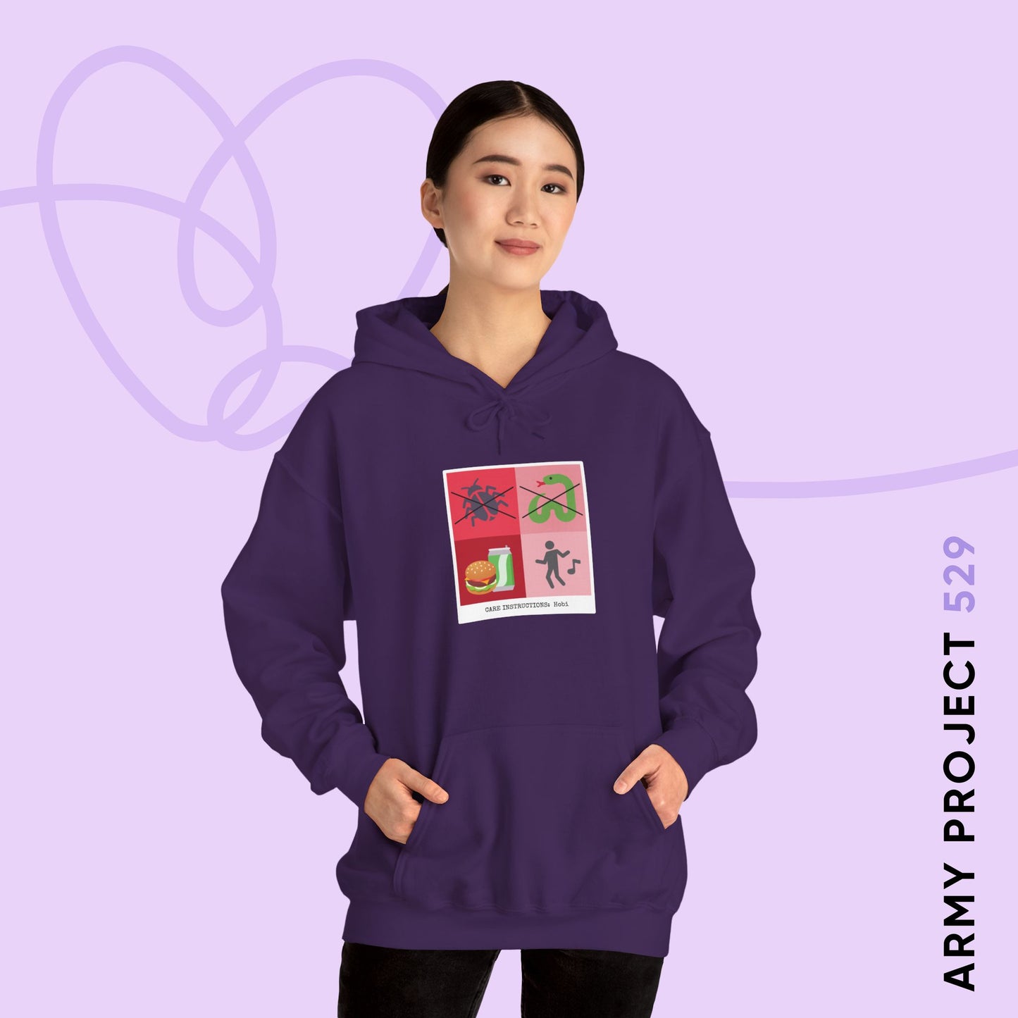 Hobi Hoodie - Funny Fanmade BTS Merch - Care Instructions - Cozy Unisex Sweatshirt