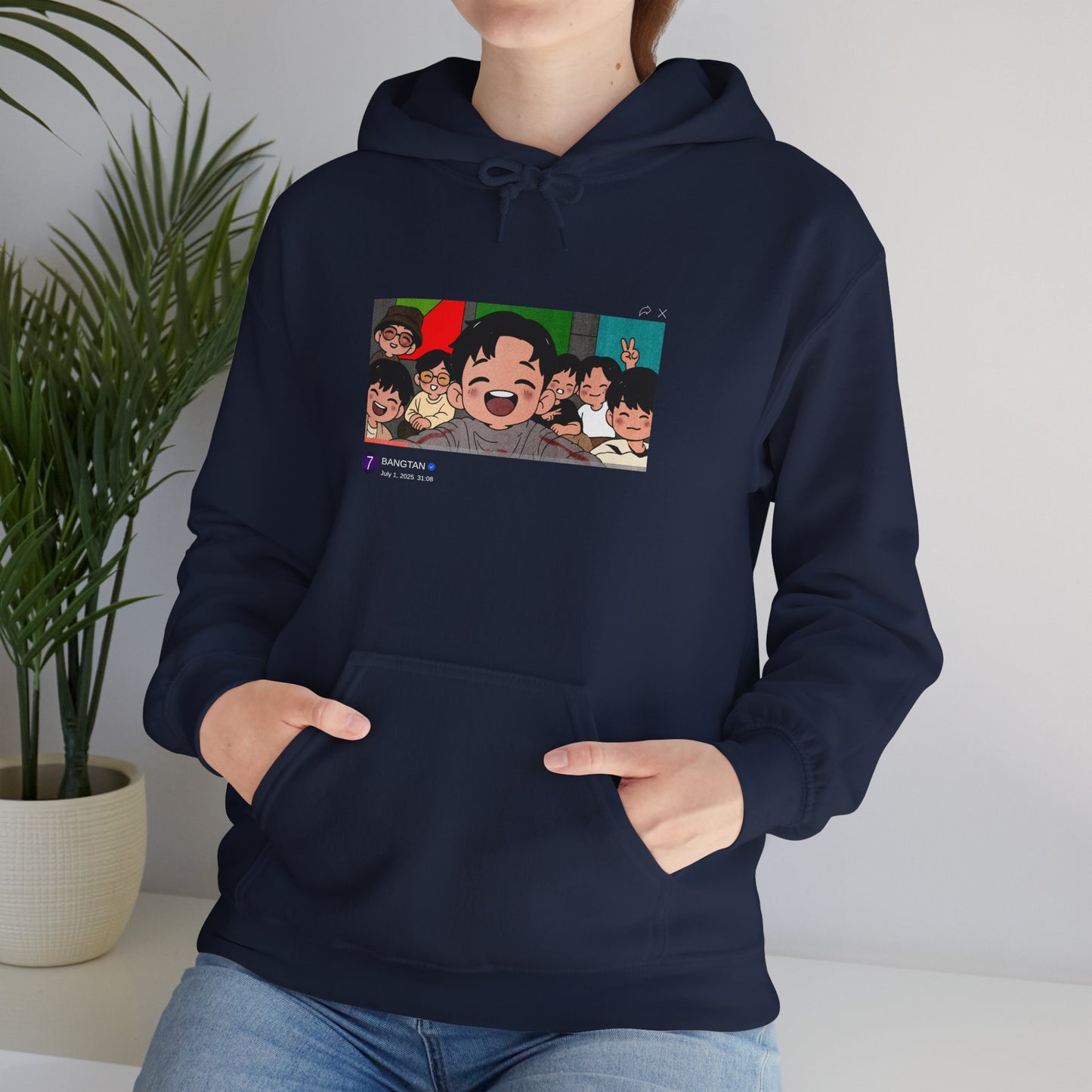 OT7 Reunion Hoodie - Fanmade BTS Merch - Original Chibi Artwork - Cozy Unisex Sweatshirt