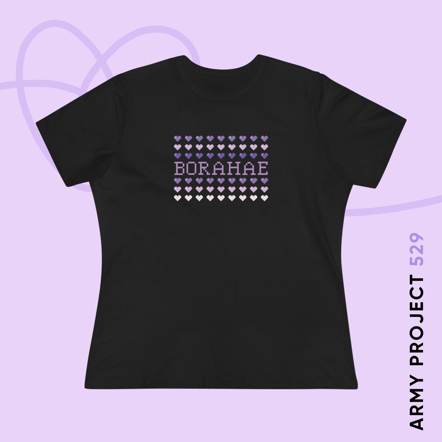 OT7 Women's Shirt - 8-Bit Borahae - Retro Fanmade BTS Merch - Soft Jersey T-Shirt
