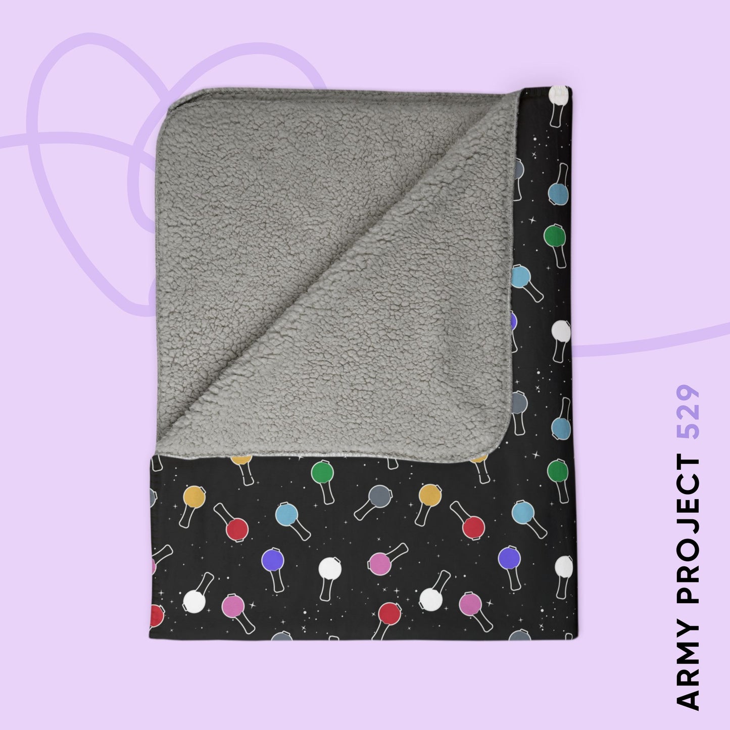 Ma City Map Lightstick Fleece Sherpa Blanket
