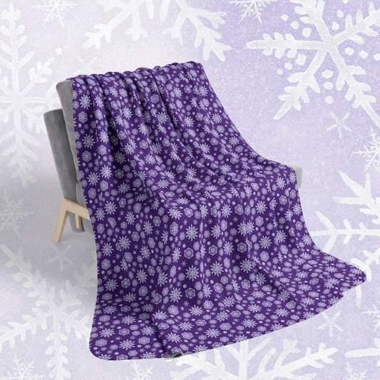 OT7 Throw Blanket - Secret Snowflakes (Purple) - Fanmade BTS Home Decor - Cozy Fleece Sherpa Blanket