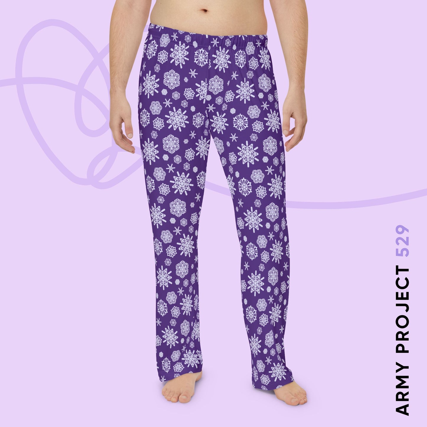 OT7 Pajama Pants - Secret Snowflakes (Purple) - Fanmade BTS Merch - Unisex Lounge Wear