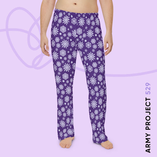 OT7 Pajama Pants - Secret Snowflakes (Purple) - Fanmade BTS Merch - Unisex Lounge Wear