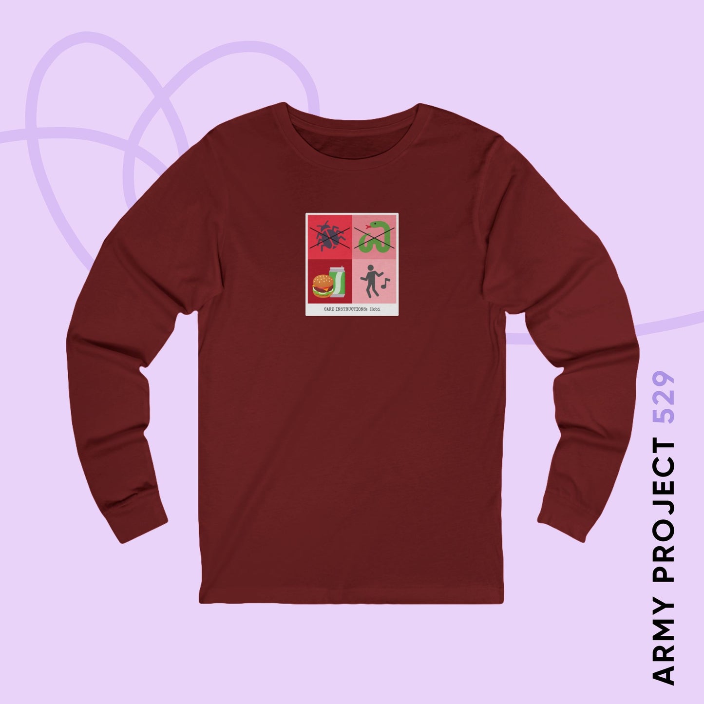 Hobi Long Sleeve Shirt - Funny Fanmade BTS Merch - Care Instructions - Soft Unisex T-Shirt