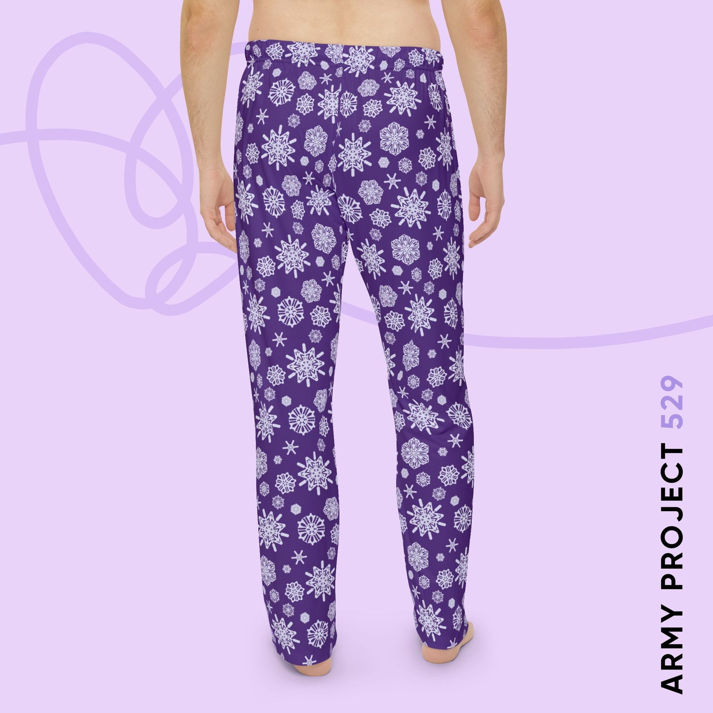 OT7 Pajama Pants - Secret Snowflakes (Purple) - Fanmade BTS Merch - Unisex Lounge Wear