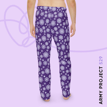 OT7 Pajama Pants - Secret Snowflakes (Purple) - Fanmade BTS Merch - Unisex Lounge Wear