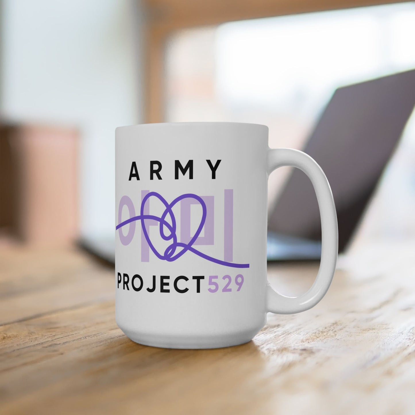 ARMY Project 529 Logo 15oz White Ceramic Coffee Mug
