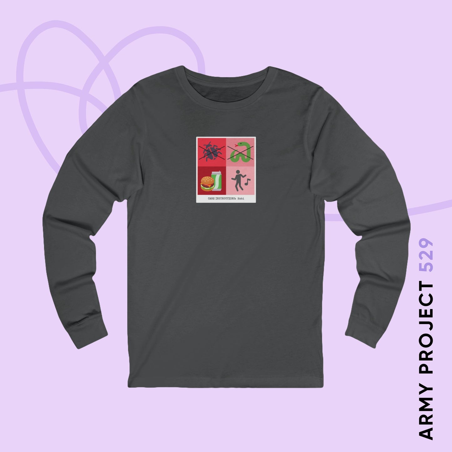 Hobi Long Sleeve Shirt - Funny Fanmade BTS Merch - Care Instructions - Soft Unisex T-Shirt