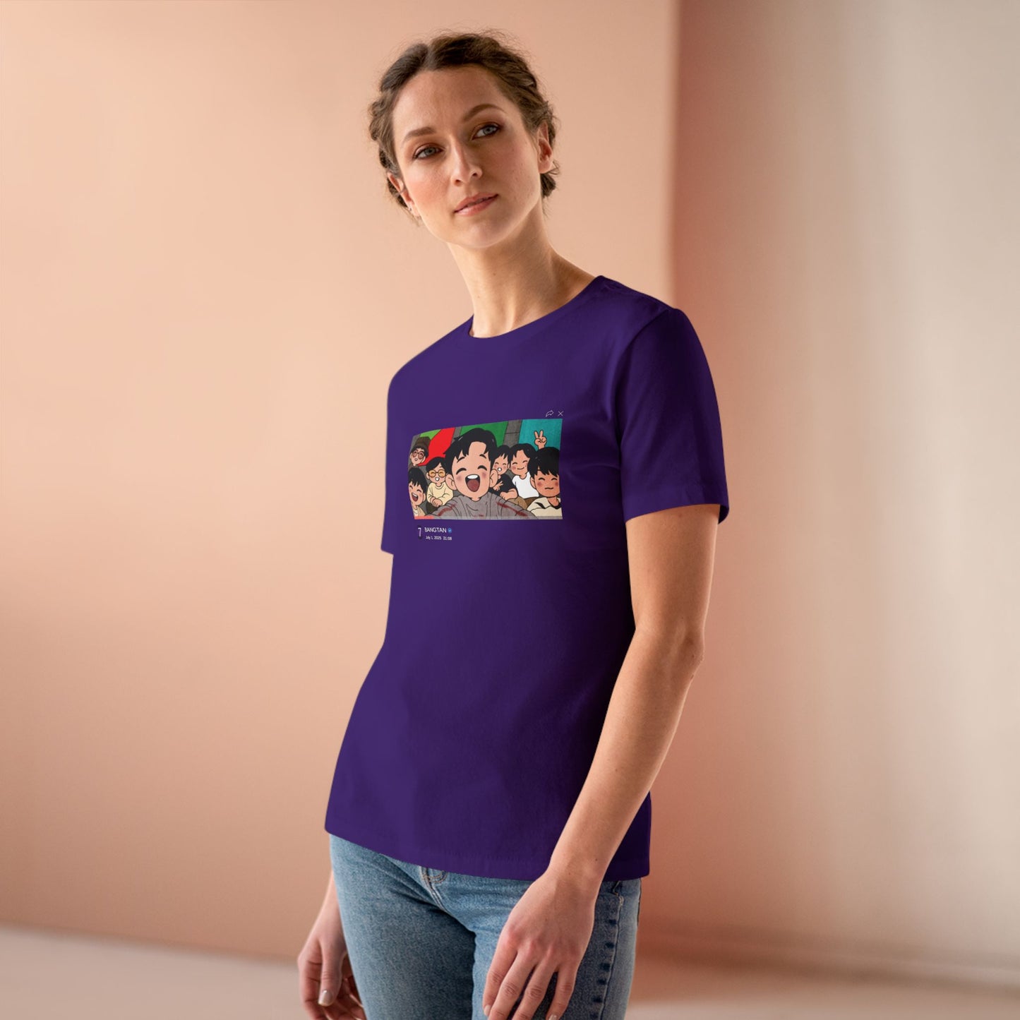 OT7 Reunion Women's Tee - Fanmade BTS Merch - Original Chibi Artwork - Soft Jersey T-Shirt