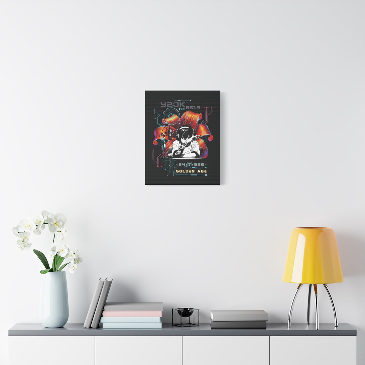 Jung Kook Canvas Wall Art - Fanmade BTS Retro Series - Y2K Gamer Aesthetic - Framed Wall Decor