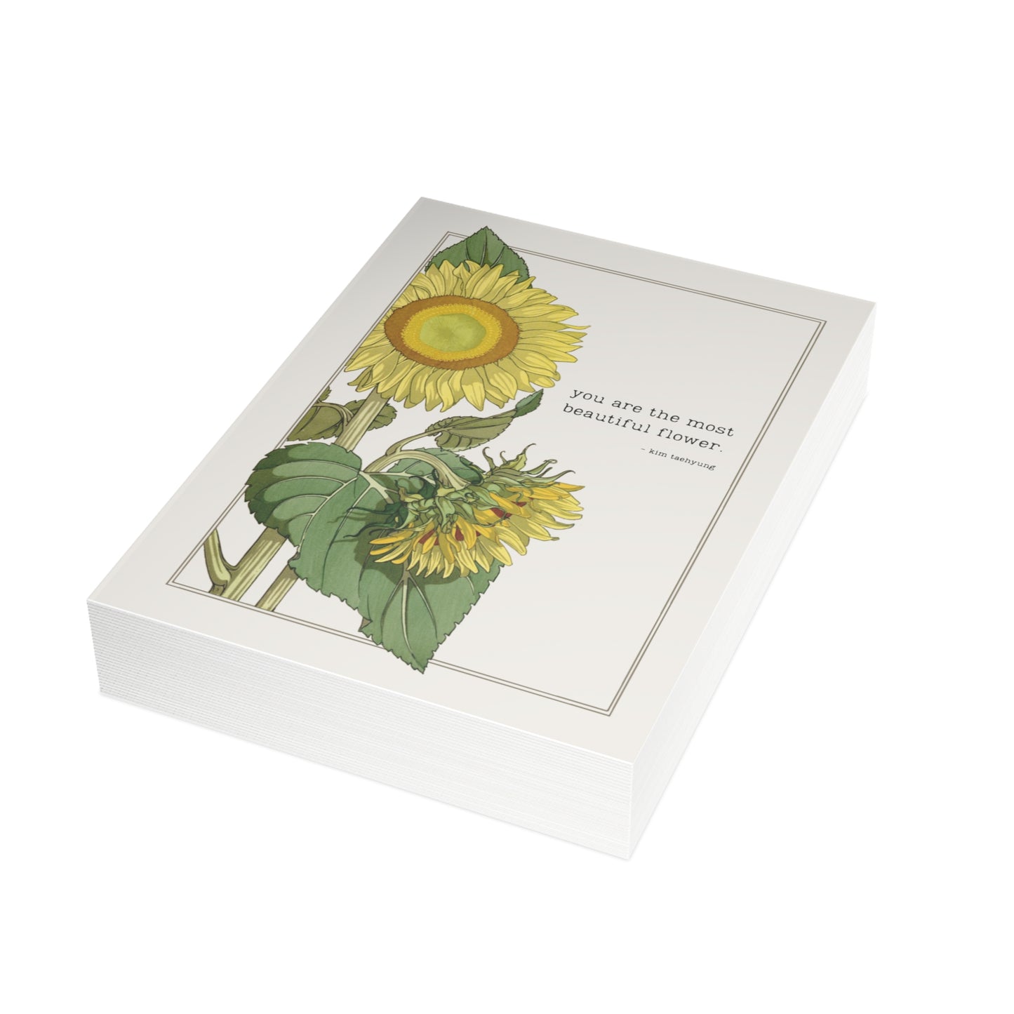 Fanmade BTS Greeting Card - Taehyung Appreciation Quote - Vintage Floral Artwork