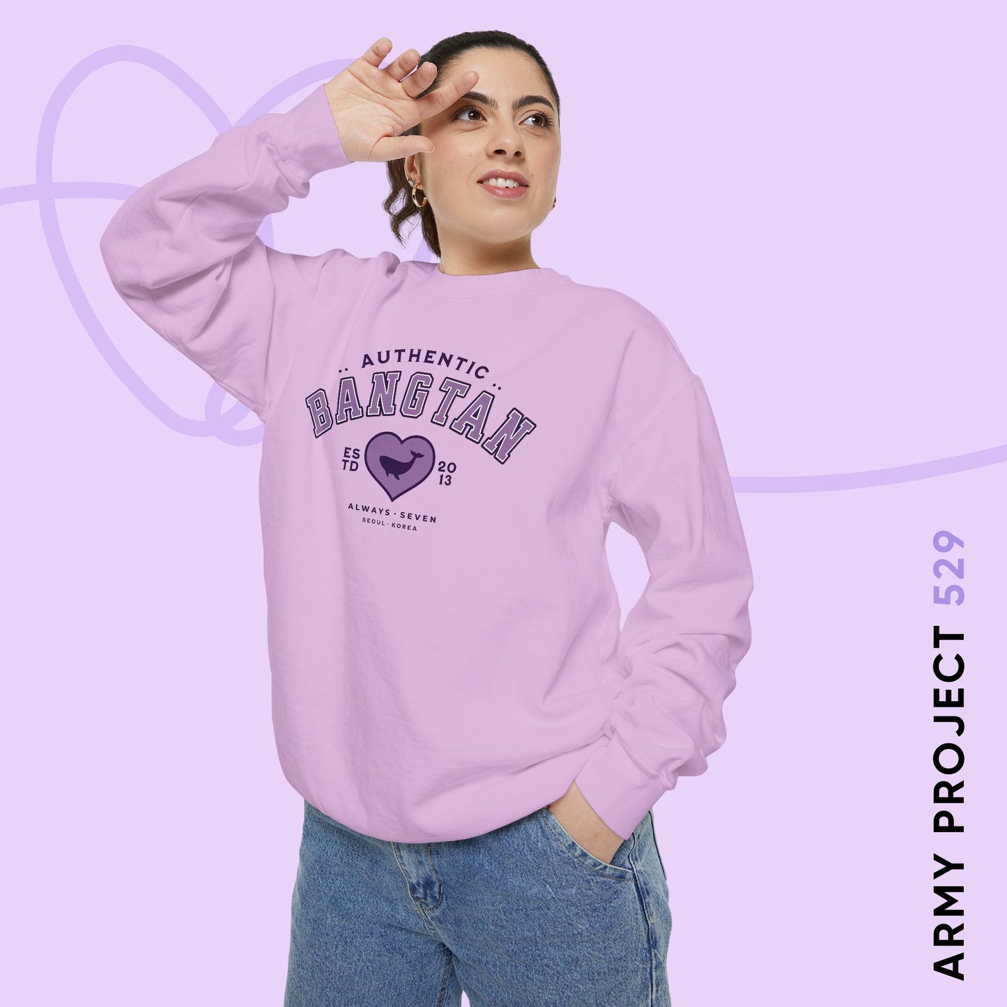 OT7 Sweatshirt - Bangtan Athletics - Fanmade BTS Merch - Unisex Garment-Dyed Sweatshirt