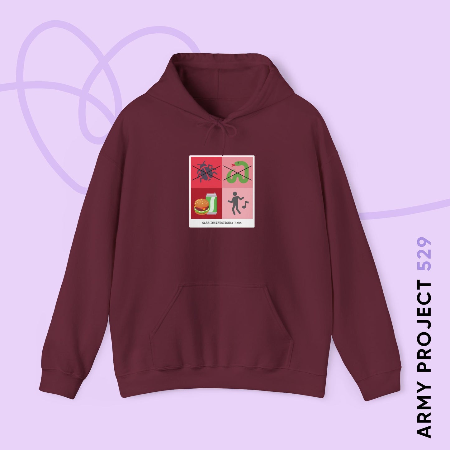 Hobi Hoodie - Funny Fanmade BTS Merch - Care Instructions - Cozy Unisex Sweatshirt