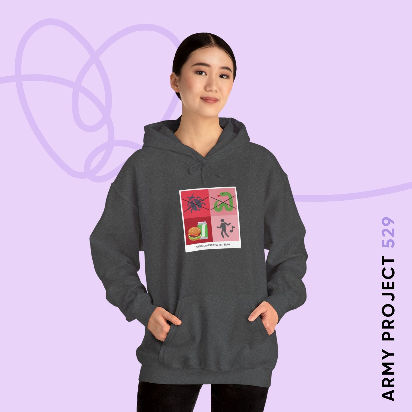 Hobi Hoodie - Funny Fanmade BTS Merch - Care Instructions - Cozy Unisex Sweatshirt