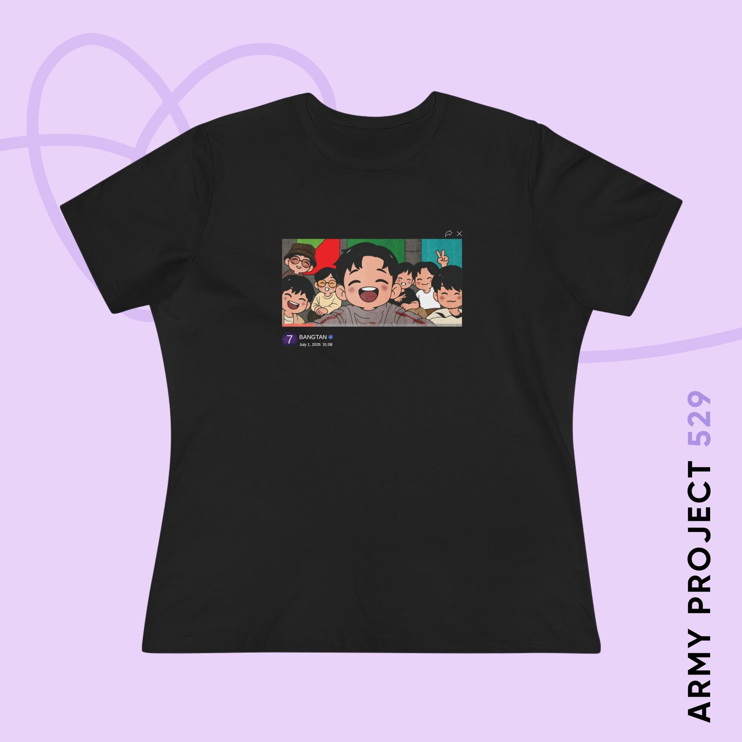 OT7 Reunion Women's Tee - Fanmade BTS Merch - Original Chibi Artwork - Soft Jersey T-Shirt